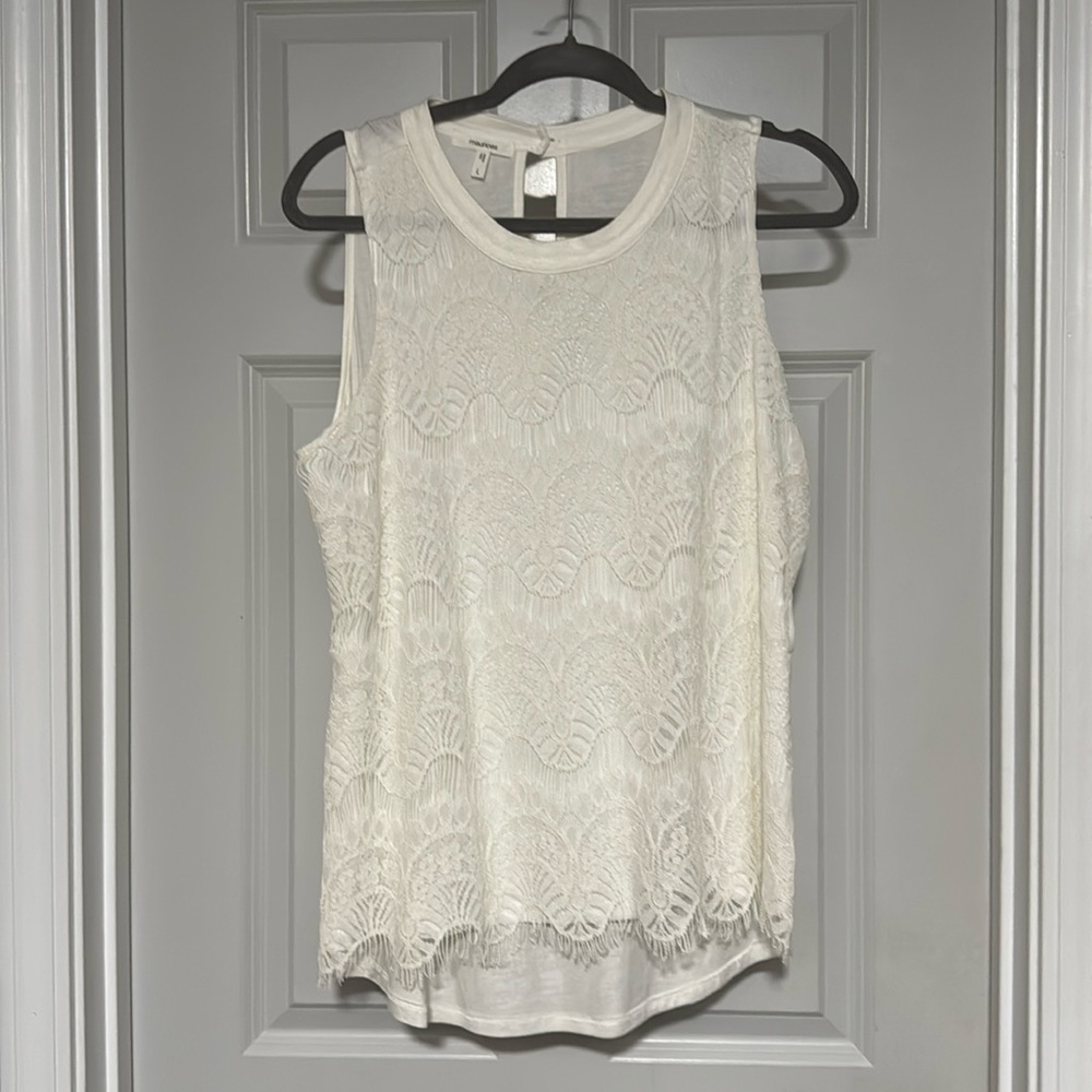 Maurice”s Large Ivory Colored Lace Front Tank